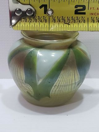 Antique Signed LC TIFFANY Favrile Glass Petite Vase Green 2