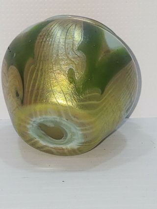Antique Signed LC TIFFANY Favrile Glass Petite Vase Green 6