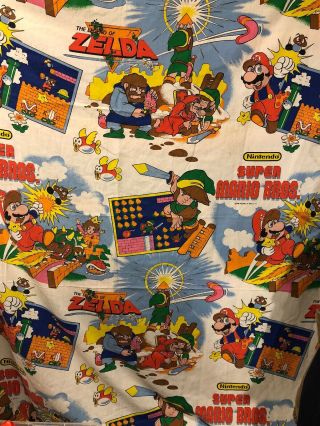 Vintage Legend Of Zelda,  Mario Bros Twin Flat Bed Sheet 1988 Nintendo