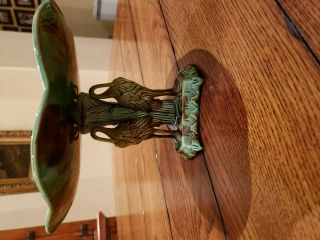 Antique Majolica by Joseph Holdcroft - Green Water Lily c.  1870 plates & cake stand 4