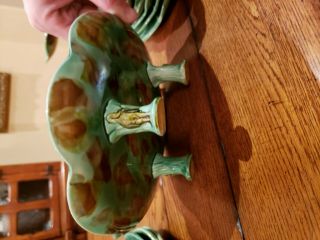 Antique Majolica by Joseph Holdcroft - Green Water Lily c.  1870 plates & cake stand 5