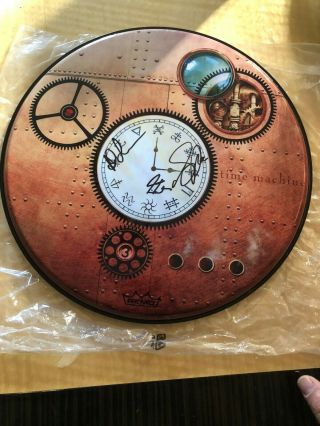 Rush - Rare - Signed Drumhead From Clockwork Angels - Full Band