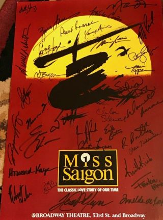 Vintage 1994 Broadway Miss Saigon - Classic Love Story Autographed Cast Poster