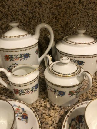 Raynaud Ceralene Vieux Chine Porcelain 12 Tea / Coffee Set Limoges France 4