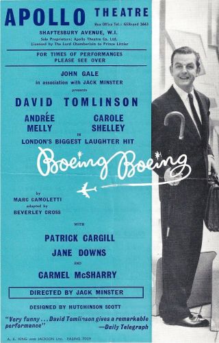 David Tomlinson " Boeing - Boeing " Carole Shelley / Jane Downs 1962 London Flyer