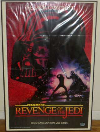 Star Wars 1982 Revenge Of The Jedi Teaser Poster 41 " X27 ".  Framed.