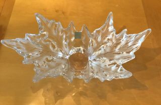 Large Lalique Champs Elysees Crystal Centerpiece Frosted Leaf Bowl France