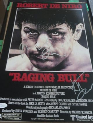 Robert Deniro Martin Scorsese Signed Raging Bull 12x18 W/proof Jsa Authenticated