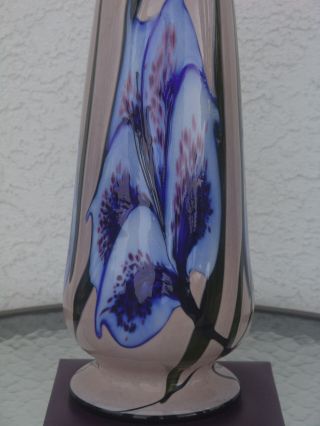 Authentic Stuart Abelman Signed blue lily vase 1997 large RARE 6