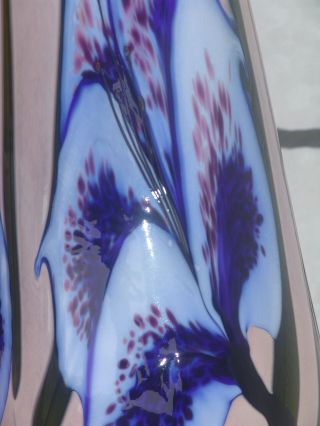 Authentic Stuart Abelman Signed blue lily vase 1997 large RARE 8