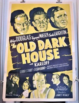 1932 Old Dark House 1939 Universal Rerelease One - Sheet Karloff Gloria Stuart &&&