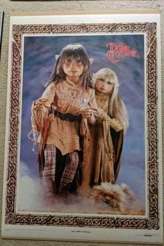 Rare Vintage The Dark Crystal Poster Jen Kira And Fizzgig 1982 Henson