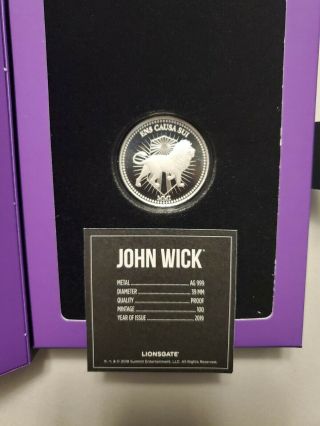 John Wick 1 Oz Silver Proof Continental Coin - Limited Mintage Of 100