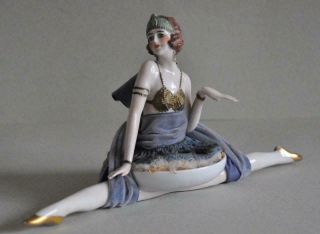 Rare Exceptional Fasold & Stauch Mata Hari Powder Puff Legs Figurine Half Doll 2