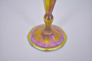L C T Louis Comfort Tiffany Favrile Floriform Iridescent Gold Glass Vase Signed 4