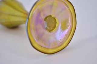 L C T Louis Comfort Tiffany Favrile Floriform Iridescent Gold Glass Vase Signed 6