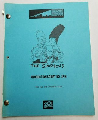The Simpsons / John Swartzwelder 1995 Tv Script,  " The Day The Violence Died "