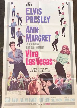 Viva Las Vegas Elvis Presley 1964 One Sheet Movie Poster 27 " X41 " Rare