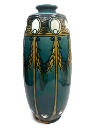 Antique Large John Wadsworth Minton Secessionist Tube Lined Vase No1 1910