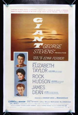 Giant Cinemasterpieces 1956 James Dean Linen Backed Movie Poster