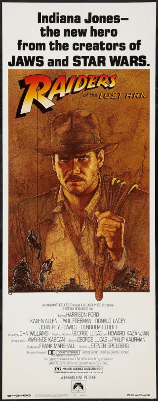 Raiders Of The Lost Ark Rolled 1981 14x36 Movie Poster Harrison Ford