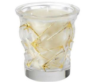 Lalique Vase Clear Candle Gold Enamelled 26.  5 Oz,  750g French Crystal B14200