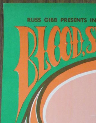 Russ Gibb Grande Ballroom Blood Sweat & Tears Iggy Stooges Grimshaw NM poster 2