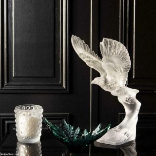 Lalique Golden Eagle Sculpture Clear Crystal 10364100