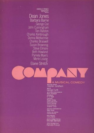 Dean Jones & Elaine Stritch " Company " Obc Souvenir Program 1970 Sondheim