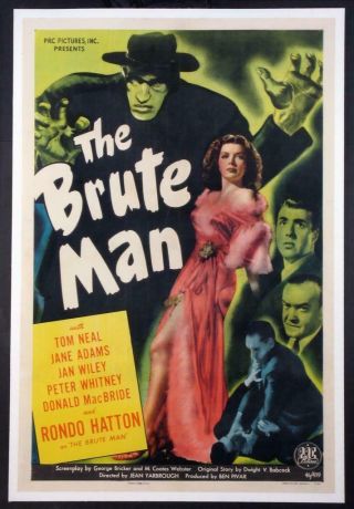 " The Brute Man " - One Sheet - Poster - Horror - Universal/prc - Rondo Hatton