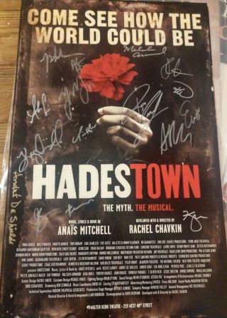 Hadestown Entire Broadway Cast Signed Poster Reeve Carney Eva Noblezada