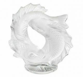 Lalique Double Fish Small Sculpture Clear Crystal,  Small Size 10672800