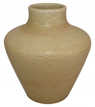 Zark Pottery Mottled Tan Broad Shouldered Arts And Crafts Ceramic Vase