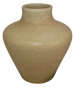 Zark Pottery Mottled Tan Broad Shouldered Arts and Crafts Ceramic Vase 2