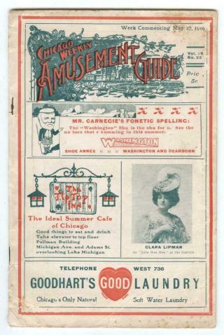 Chicago Weekly Amusement Guide May 27 1906 Williams Walker 1st Black Superstars