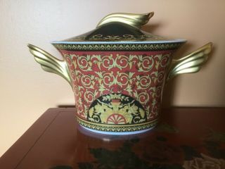 Versace Medusa Red Covered Vegetable Bowl Pre - Owned