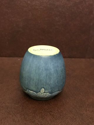 Antique C1913 - 15 Joseph Meyer Newcomb College Vase Matte Blue Green Art & Craft 10