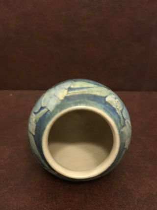 Antique C1913 - 15 Joseph Meyer Newcomb College Vase Matte Blue Green Art & Craft 5