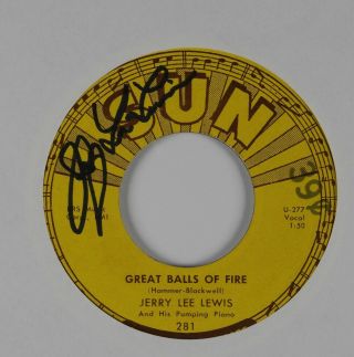 Jerry Lee Lewis Jsa Signed Autograph 45 Sun Record Vinyl Great Ball Of Fire