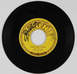 Jerry Lee Lewis JSA Signed Autograph 45 Sun Record Vinyl Great Ball of Fire 3