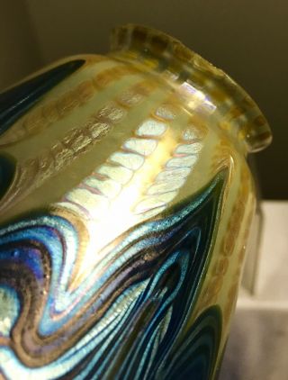 VINTAGE BIRD DESK LAMP WITH ANTIQUE LOETZ ART GLASS SHADE 11