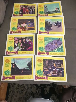 Vintage 1966 Batman Movie Lobby Cards (1 - 8) Rare Complete Set