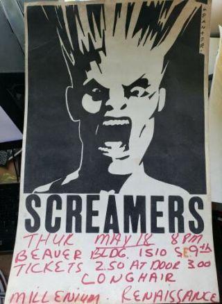 Screamers Concert Poster 1978 Dangerhouse Punk Kbd Hardcore Dead Kennedys