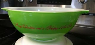 Vintage RARE PYREX BOWL MERRY CHRISTMAS HAPPY YEAR HOLIDAY GREEN 443 2