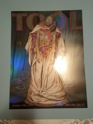Tool Signed Autographed Poster Slc October 18th 2019 Embossed Verehin Artist.