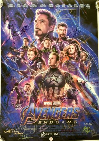 Avengers Endgame Vip Cast Signed Premiere Movie Poster Marvel