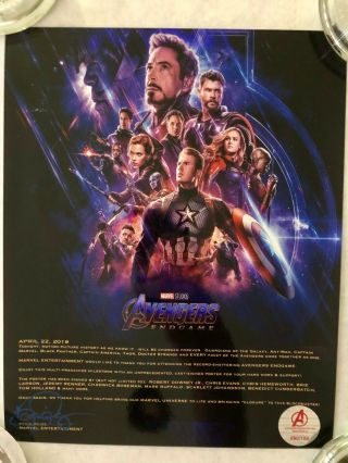 Avengers Endgame VIP Cast Signed Premiere Movie Poster Marvel 5