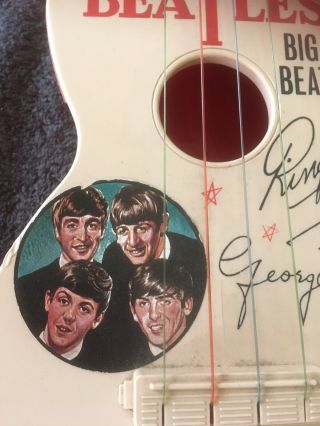 Beatles 1960s Selcol Big Beat Plastic Toy Guitar Collector ' s Item 4