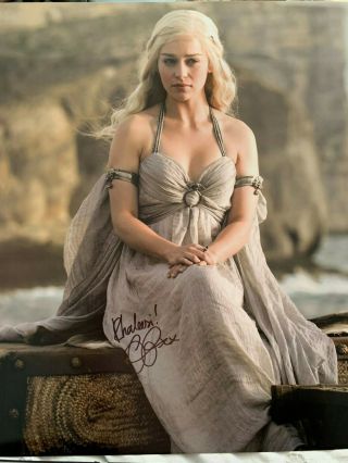 Emilia Clarke Signed Game Of Thrones Photo 16x20 Dany Autograph Sexy Bas 5
