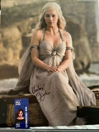 EMILIA CLARKE SIGNED GAME OF THRONES PHOTO 16X20 DANY AUTOGRAPH SEXY BAS 5 3